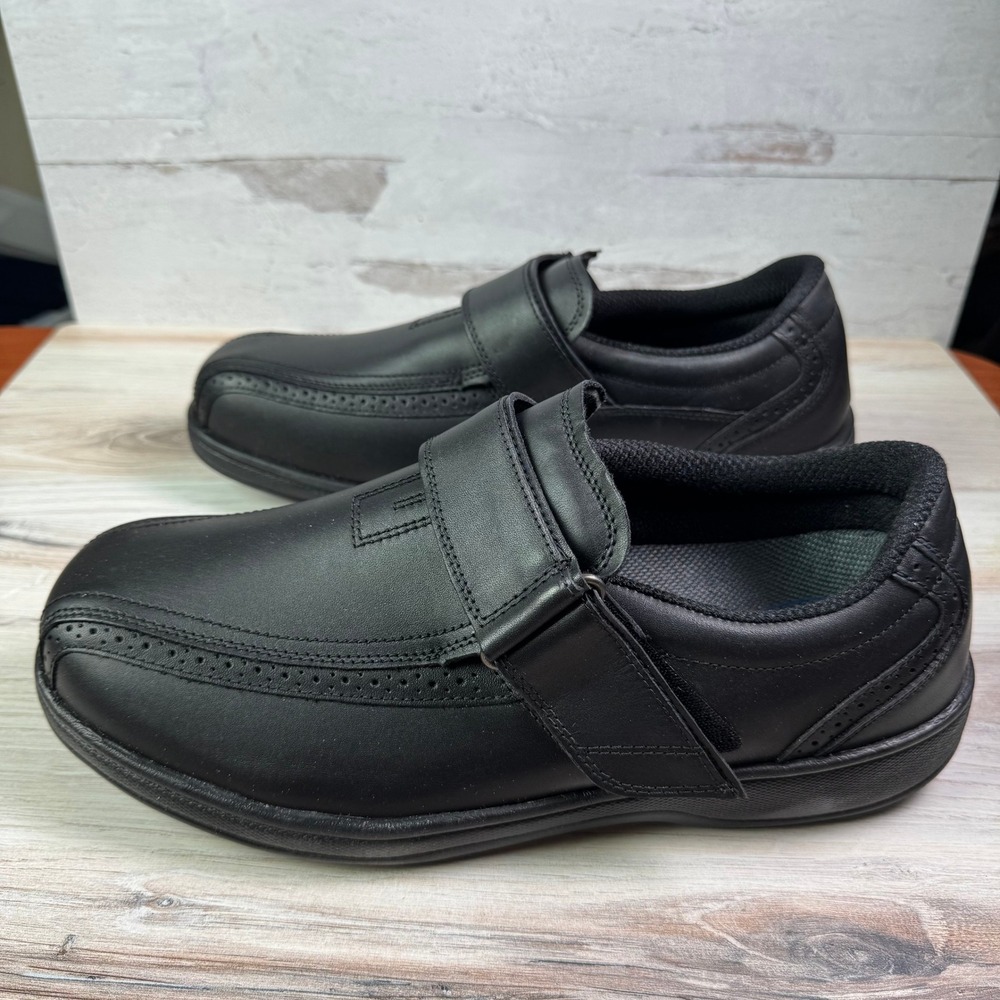 Orthofeet Lincoln Center Mens Loafers Black Leather Hook Loop Size 12 X-Wide 585 - Picture 3 of 9